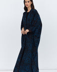 Butterfly Abaya in Blue Brown Pattern