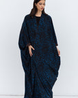 Butterfly Abaya in Blue Brown Pattern