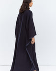 Flow Abaya in Blue with Satin Trims