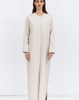 Structured Abaya in Creme on Creme Piping