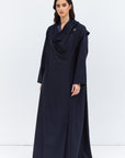 Flow Abaya in Blue with Satin Trims