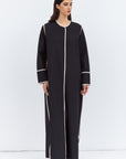 Structured Abaya in Black and White RTW