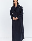 Flow Abaya in Blue with Satin Trims
