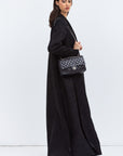 Luxury Floral Jacquard Abaya in Black
