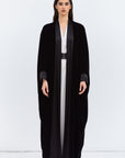 Formal Black Velvet Abaya with Satin Trims