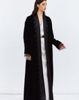 Black Velvet Lace Abaya