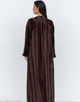 Faux Fur Abaya in Rich Brown