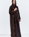 Faux Fur Abaya in Rich Brown