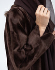 Faux Fur Abaya in Rich Brown