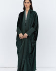 Rich Emerald Green Velvet Abaya with Satin Trims