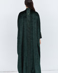 Rich Emerald Green Velvet Abaya with Satin Trims