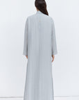 Textured Tencel Linen Abaya in Light Gray
