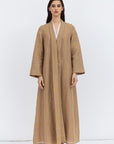 Metallic Linen Abaya in Golden Brown