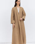 Metallic Linen Abaya in Golden Brown