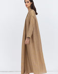 Metallic Linen Abaya in Golden Brown