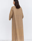Metallic Linen Abaya in Golden Brown
