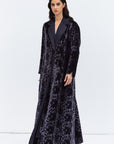 Luxe Gray Blue Abaya in Velvet Jacquard