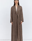 Textured Brown Tencel Linen Abaya