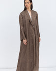 Textured Brown Tencel Linen Abaya