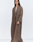 Textured Brown Tencel Linen Abaya