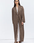 Textured Brown Tencel Linen Abaya
