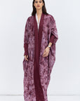 Pink Velvet Abaya with Satin Trims