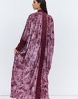 Pink Velvet Abaya with Satin Trims