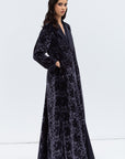 Luxe Gray Blue Abaya in Velvet Jacquard