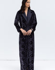 Luxe Gray Blue Abaya in Velvet Jacquard