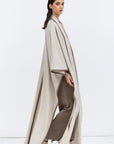 Flow Abaya in Stone with Satin Trims RTW