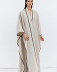 Flow Abaya in Stone with Satin Trims RTW