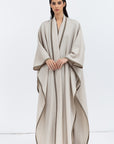 Flow Abaya in Stone with Satin Trims RTW