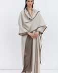 Flow Abaya in Stone with Satin Trims RTW