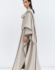 Flow Abaya in Stone with Satin Trims RTW