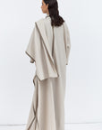 Flow Abaya in Stone with Satin Trims RTW