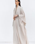 Flow Abaya in Ivory with Tie-String