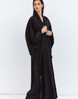 Flow Abaya in Black Stripe Satin