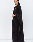 Flow Abaya in Black Stripe Satin