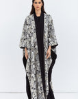Reversible Shawl Abaya with Floral Pattern