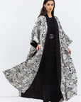 Reversible Shawl Abaya with Floral Pattern