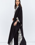 Reversible Shawl Abaya with Floral Pattern