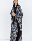 Reversible Shawl Abaya with Blue Pattern