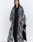 Reversible Shawl Abaya with Blue Pattern