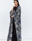 Reversible Shawl Abaya with Blue Pattern