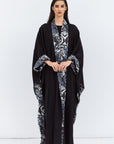 Reversible Shawl Abaya with Blue Pattern