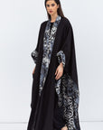 Reversible Shawl Abaya with Blue Pattern
