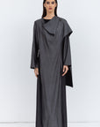 Shawl Abaya in Stripy Black Gray