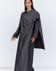 Shawl Abaya in Stripy Black Gray