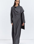 Shawl Abaya in Stripy Black Gray