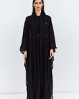 Flow Abaya in Black Mesh